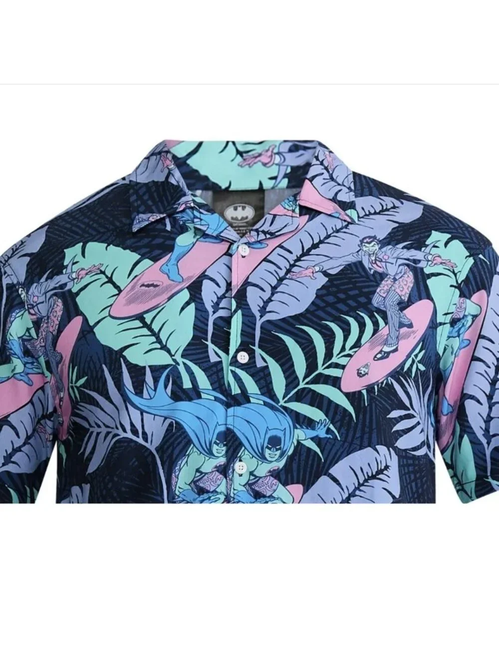 NEW Batman Graphic Hawaiian Shirt Floral Resort Button up Men's Size S Small Sho